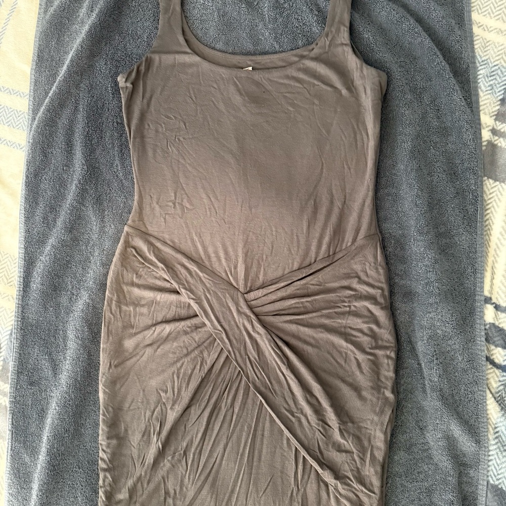 Bailey 44 Taupe Twist-Front Mini Dress